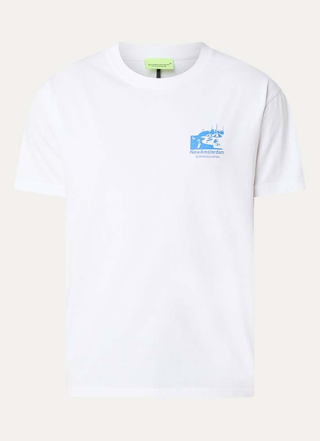 New Amsterdam Surf Association Beach T-shirt met logo- en backprint - voorkant 3 wit