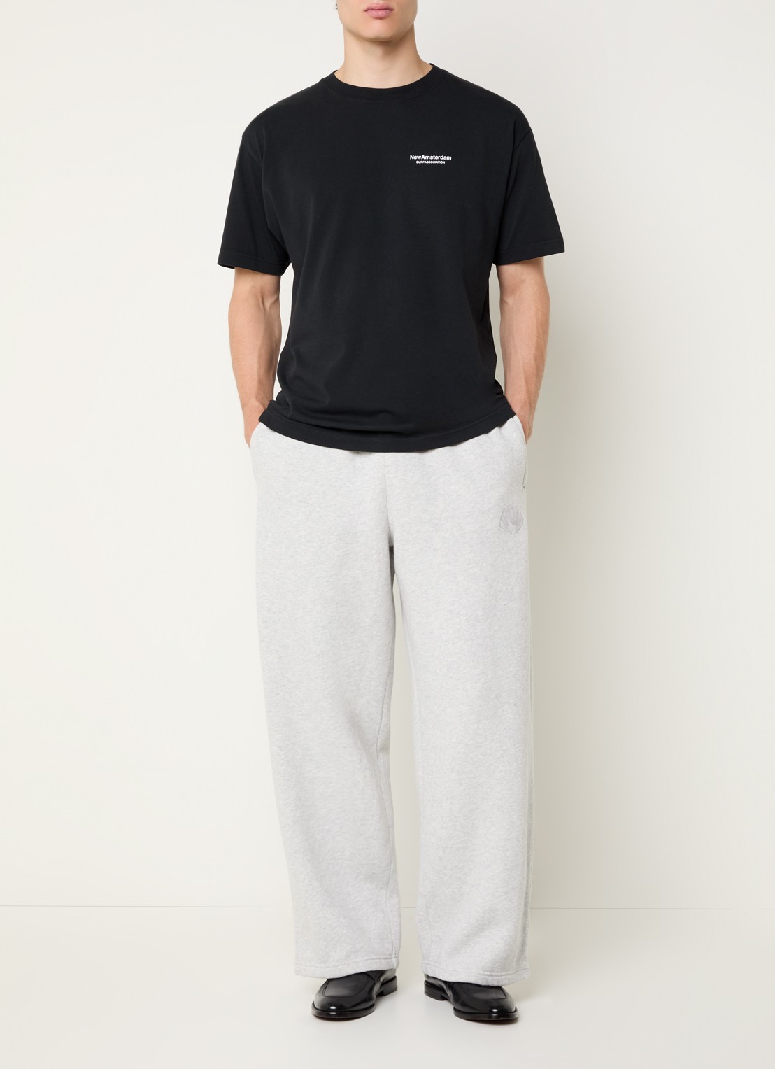 New Amsterdam Surf Association Chop loose fit joggingbroek met steekzakken - voorkant 5 grijsmele