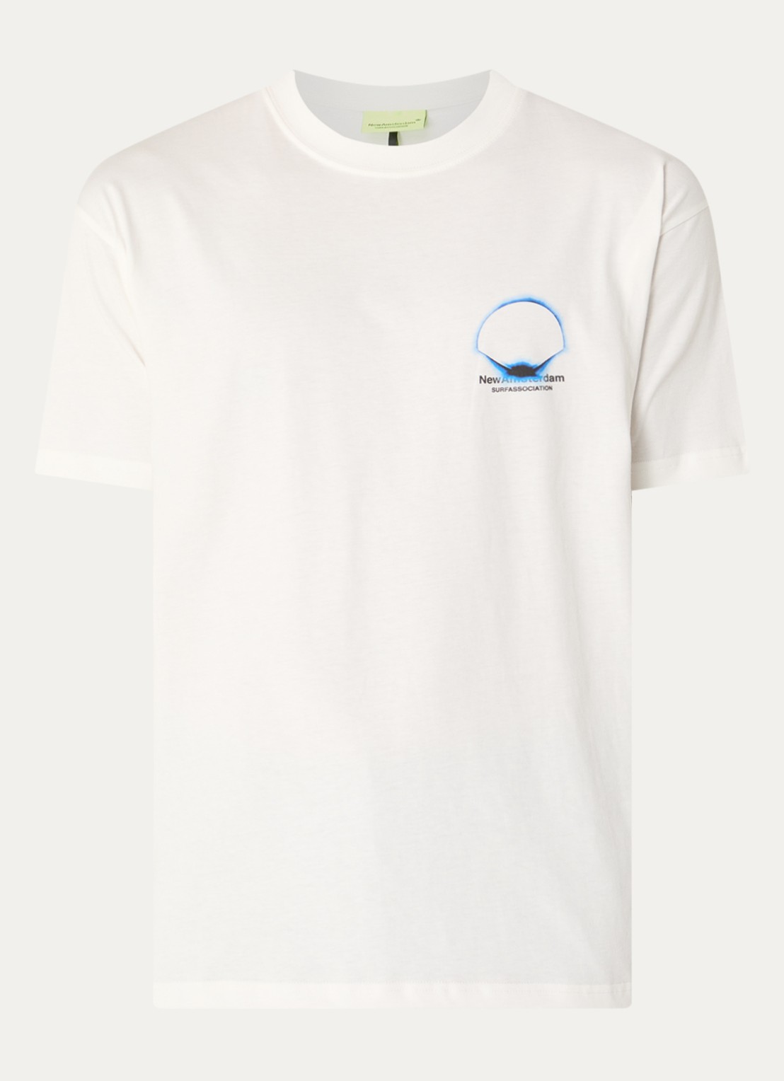 New Amsterdam Surf Association Eclipse T-shirt met logo- en backprint - voorkant 3 gebroken wit