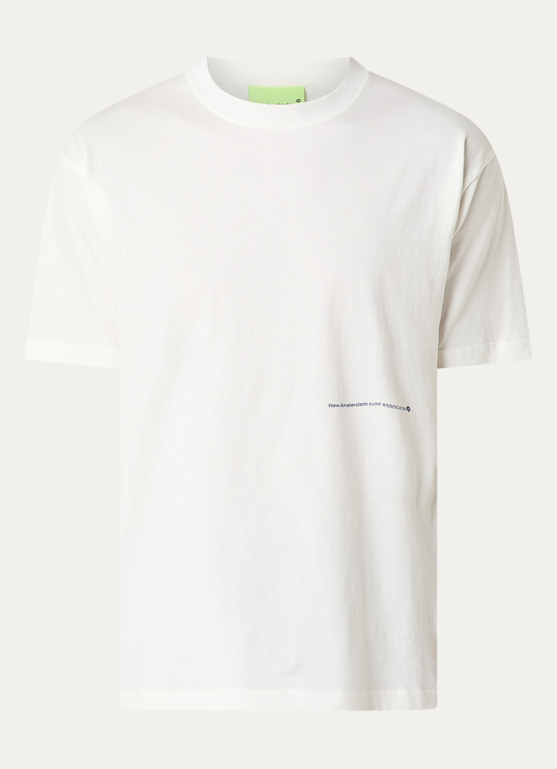 New Amsterdam Surf Association Hibiscus T-shirt met logo- en backprint - voorkant 2 wit