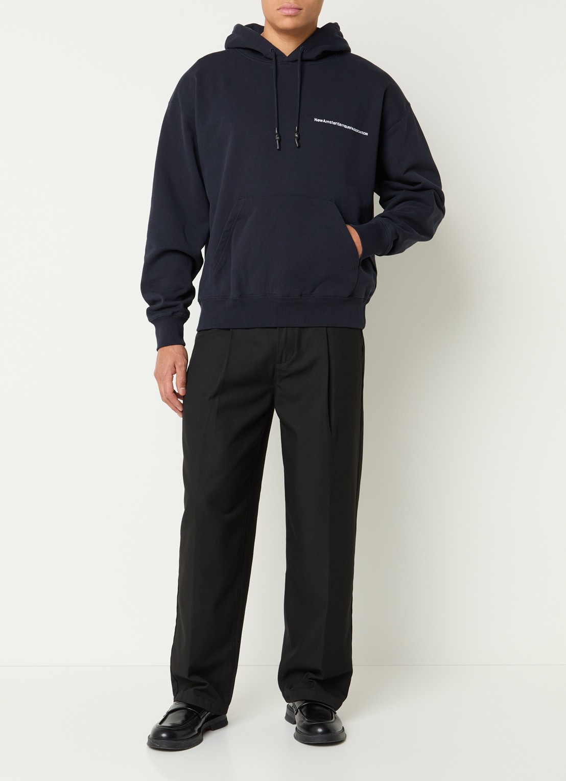 New Amsterdam Surf Association Hoodie met logo- en backprint - voorkant 5 donkerblauw