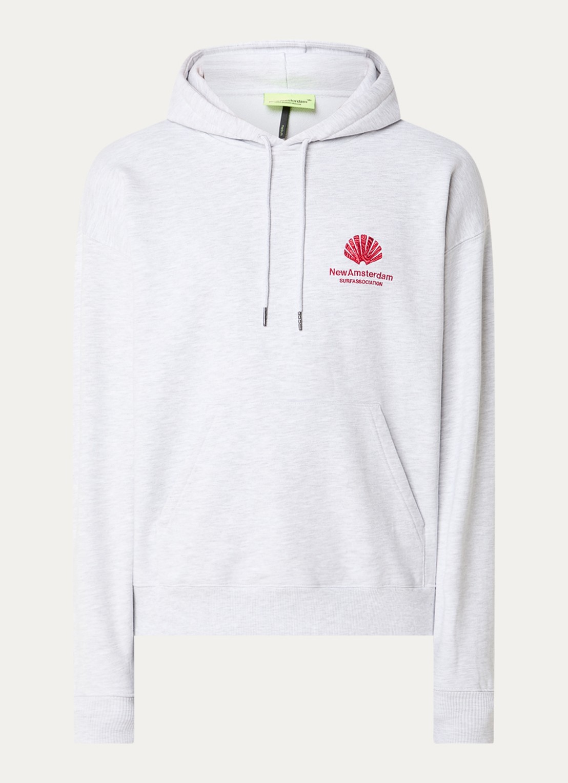 New Amsterdam Surf Association Hoodie met logo- en backprint - voorkant 4 grijsmele
