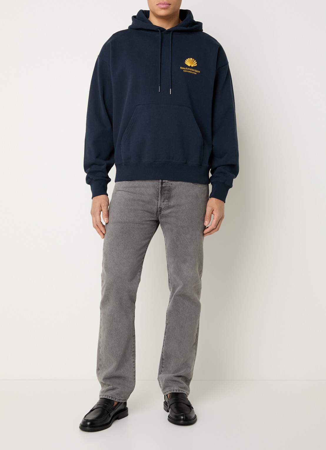 New Amsterdam Surf Association Hoodie met logo- en backprint - voorkant 5 donkerblauw