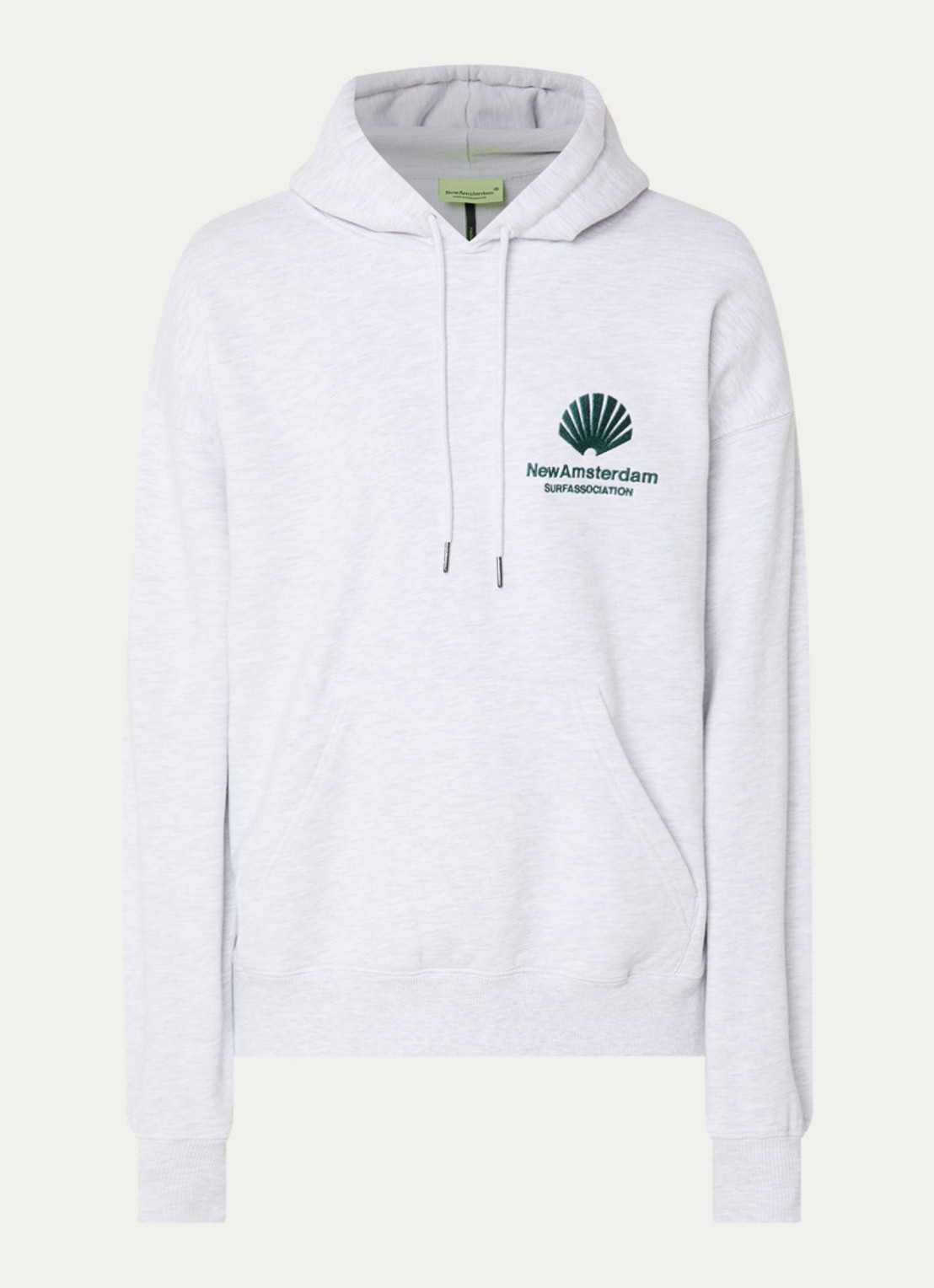 New Amsterdam Surf Association Hoodie met logoborduring - voorkant 3 grijsmele