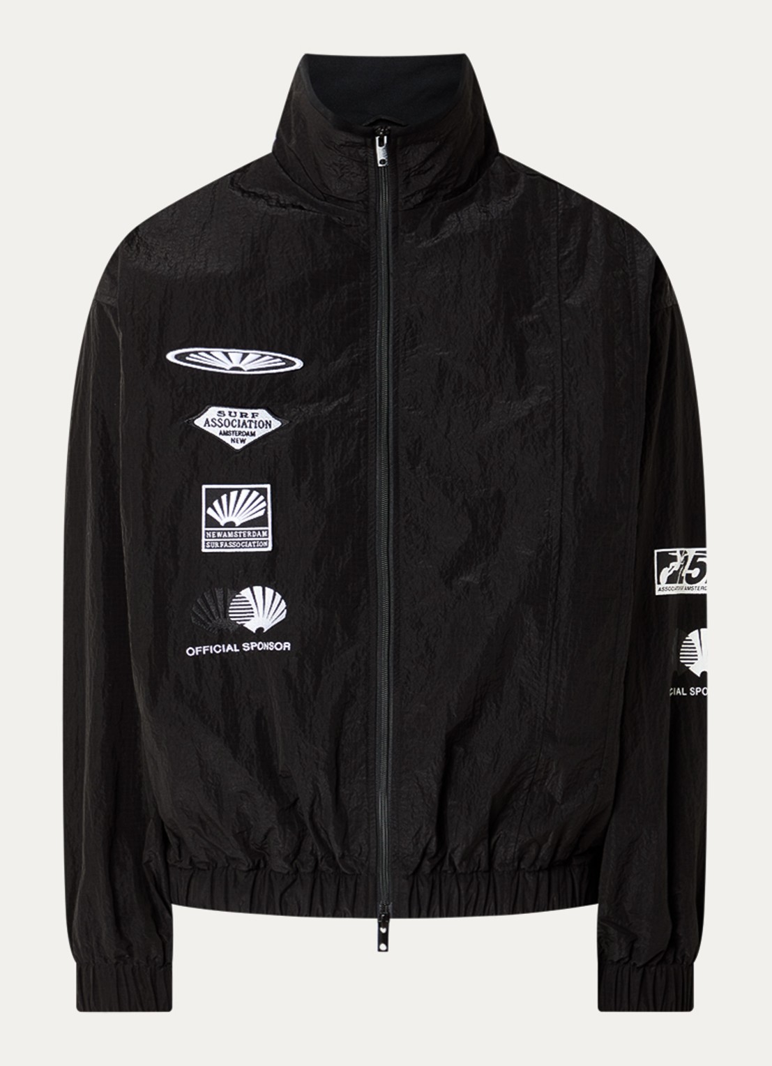 New Amsterdam Surf Association Jack met print en ritszakken - voorkant zwart