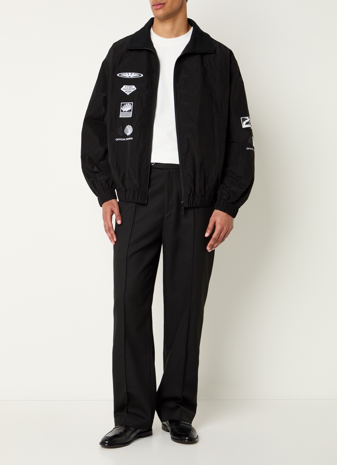 New Amsterdam Surf Association Jack met print en ritszakken - voorkant 2 zwart
