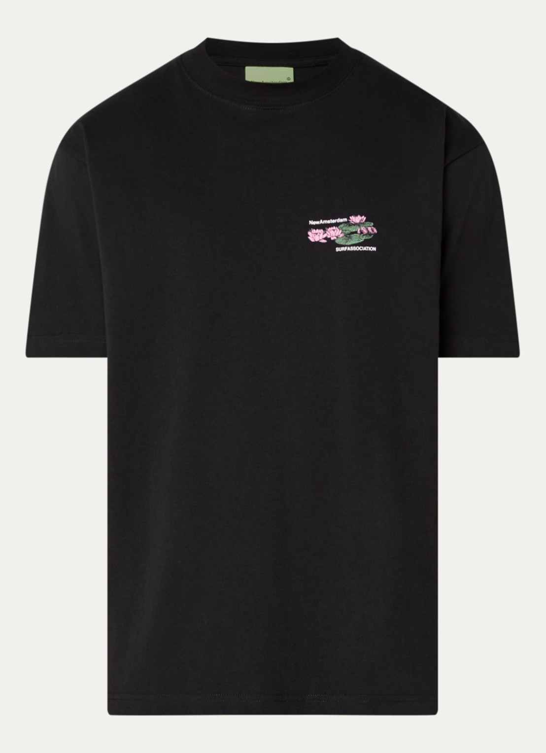 New Amsterdam Surf Association Lilies T-shirt met front- en backprint - voorkant 2 zwart