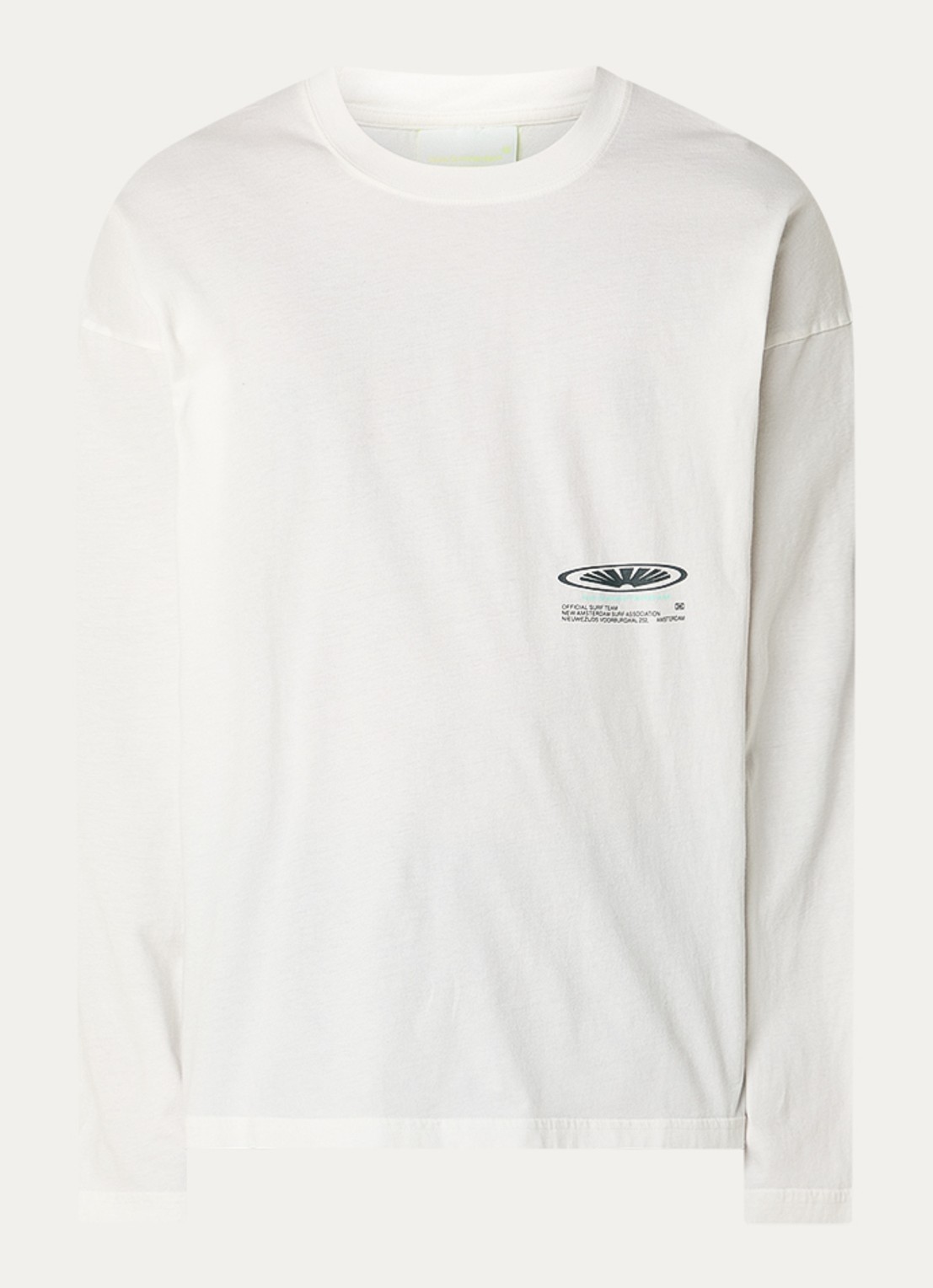 New Amsterdam Surf Association Longsleeve met logo- en backprint - voorkant 2 gebroken wit