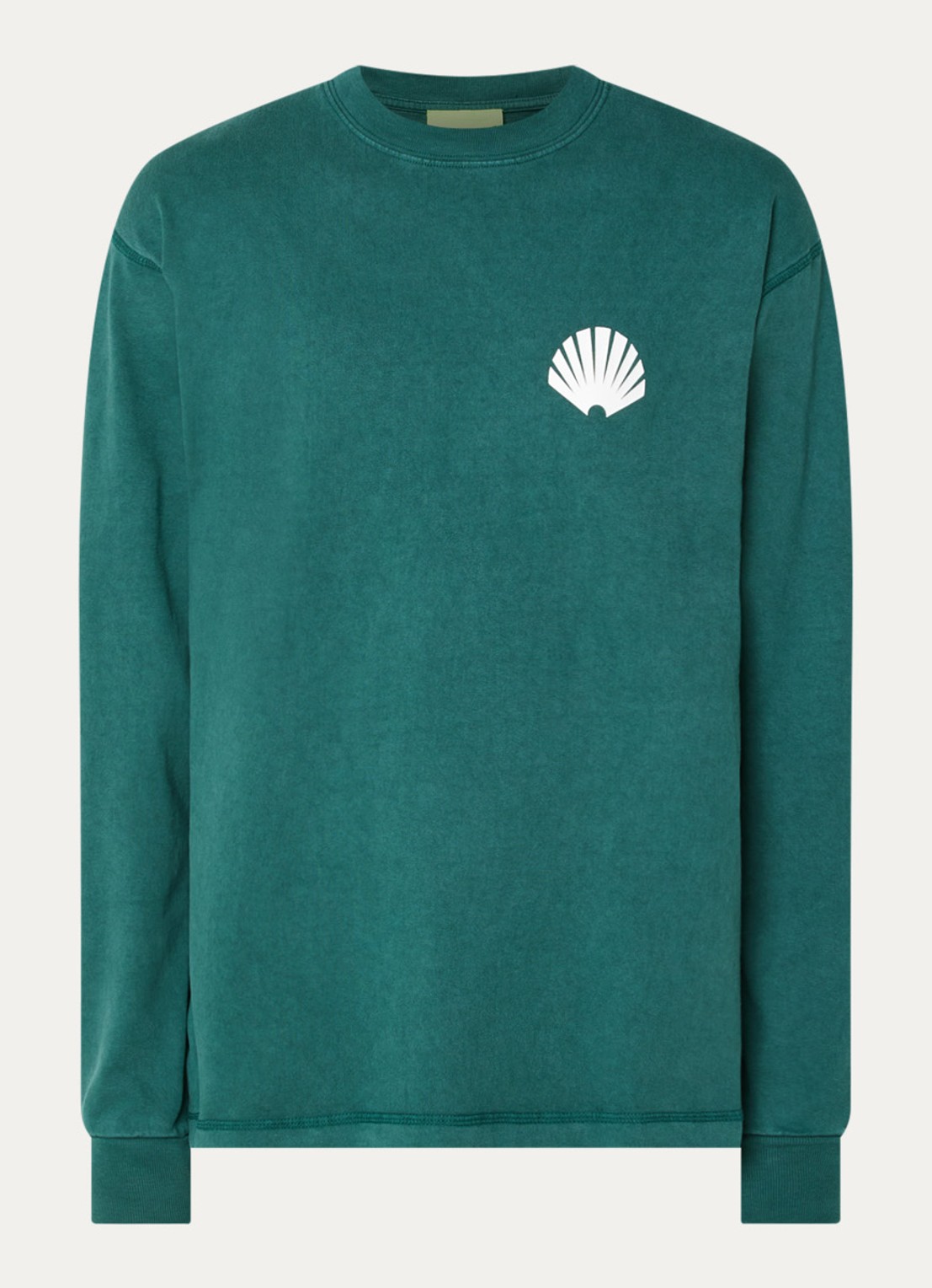 New Amsterdam Surf Association  Longsleeve met logo- en backprint - voorkant zeegroen