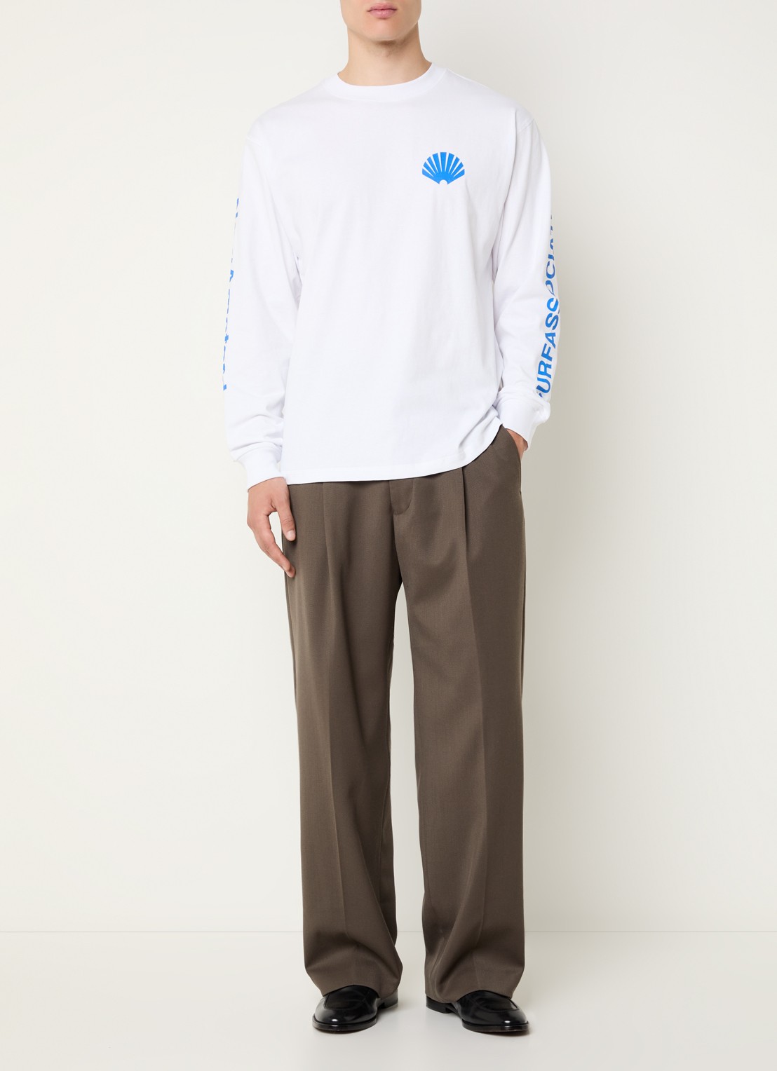 New Amsterdam Surf Association  Longsleeve met logo- en backprint - voorkant 2 kobaltblauw