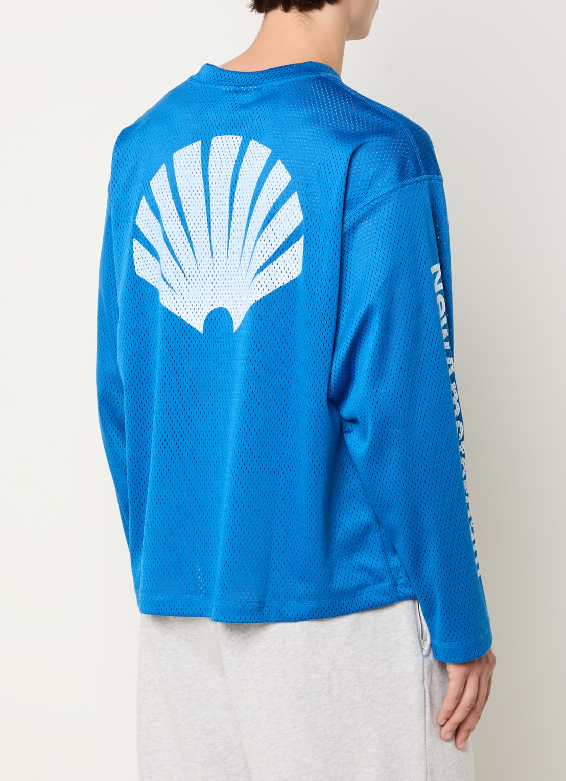 New Amsterdam Surf Association Longsleeve van mesh met logo- en backprint - detail 2 blauw