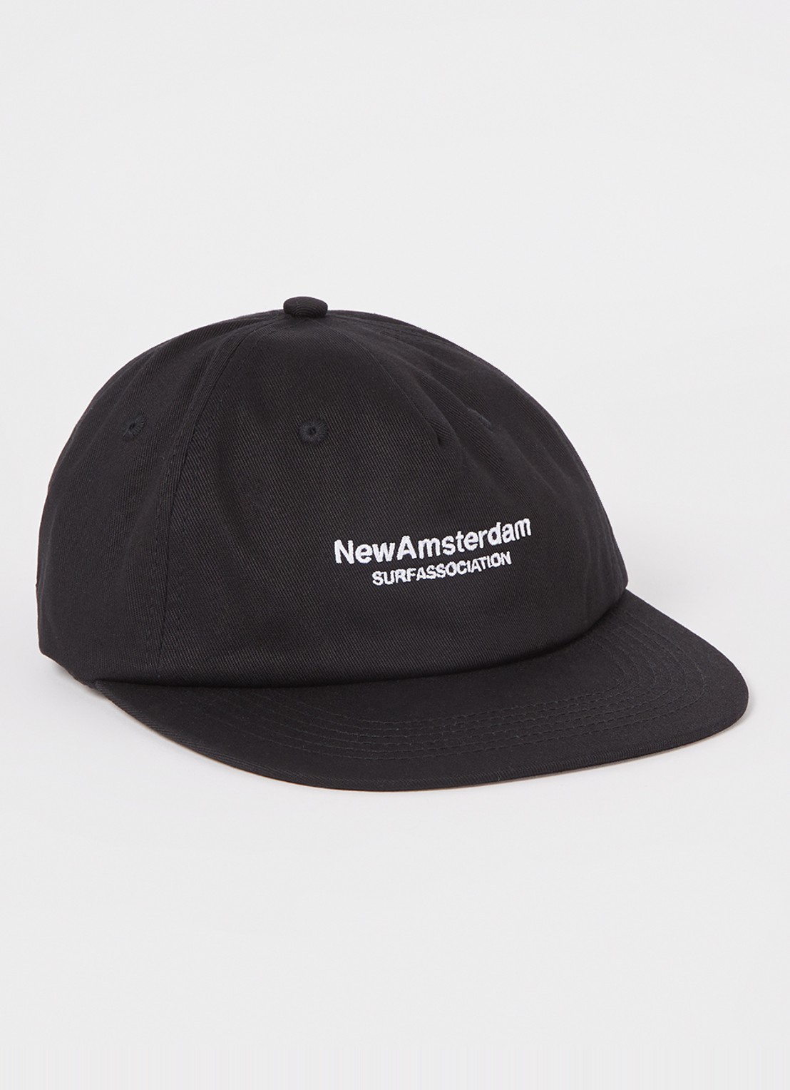 New Amsterdam Surf Association Pet met logoborduring - voorkant 2 zwart