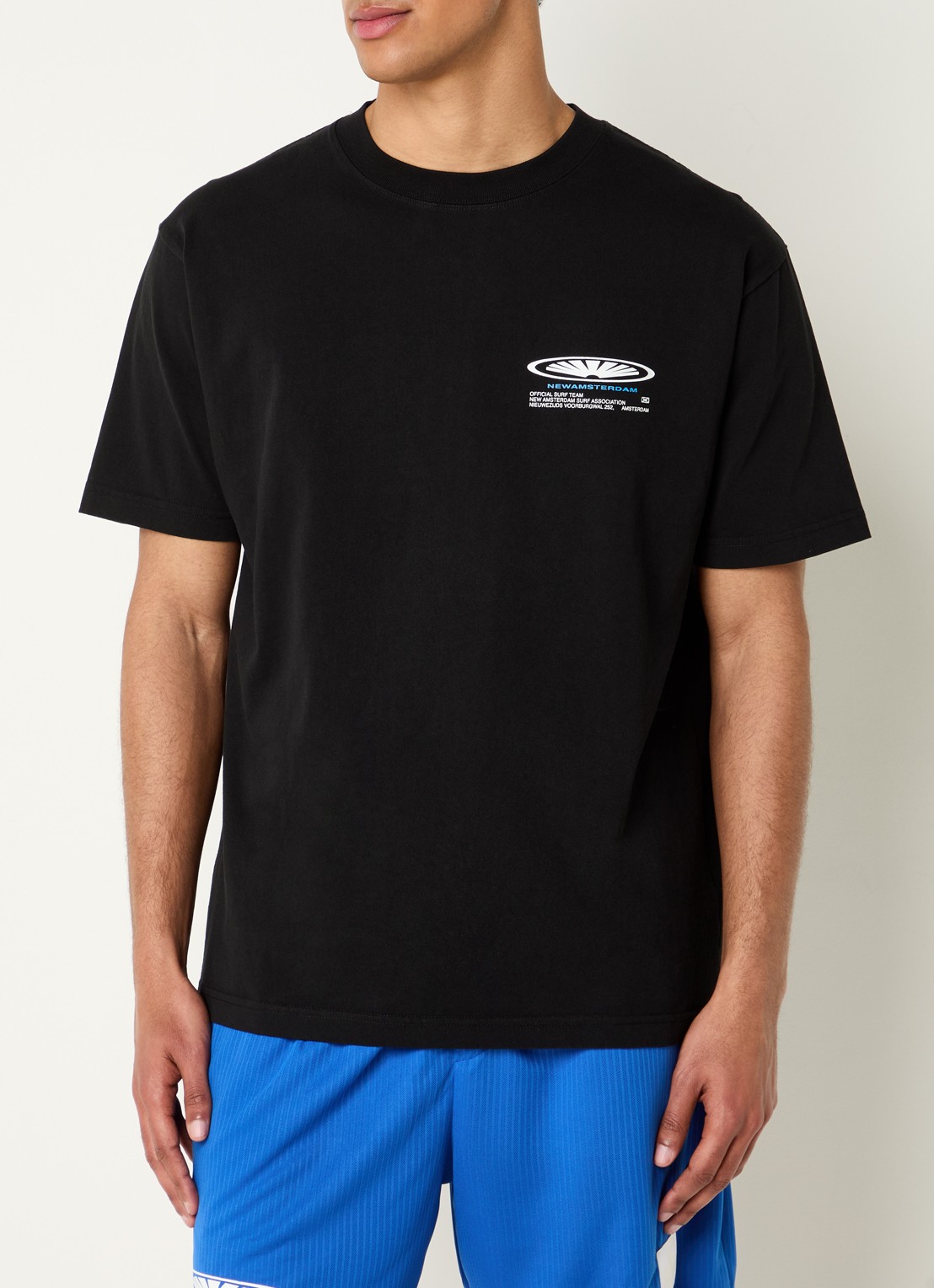 New Amsterdam Surf Association Shaper T-shirt met logo- en backprint - achterkant zwart