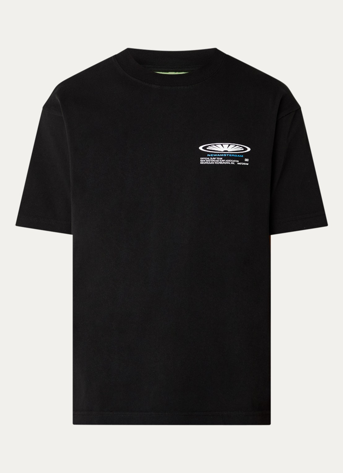 New Amsterdam Surf Association Shaper T-shirt met logo- en backprint - voorkant 3 zwart