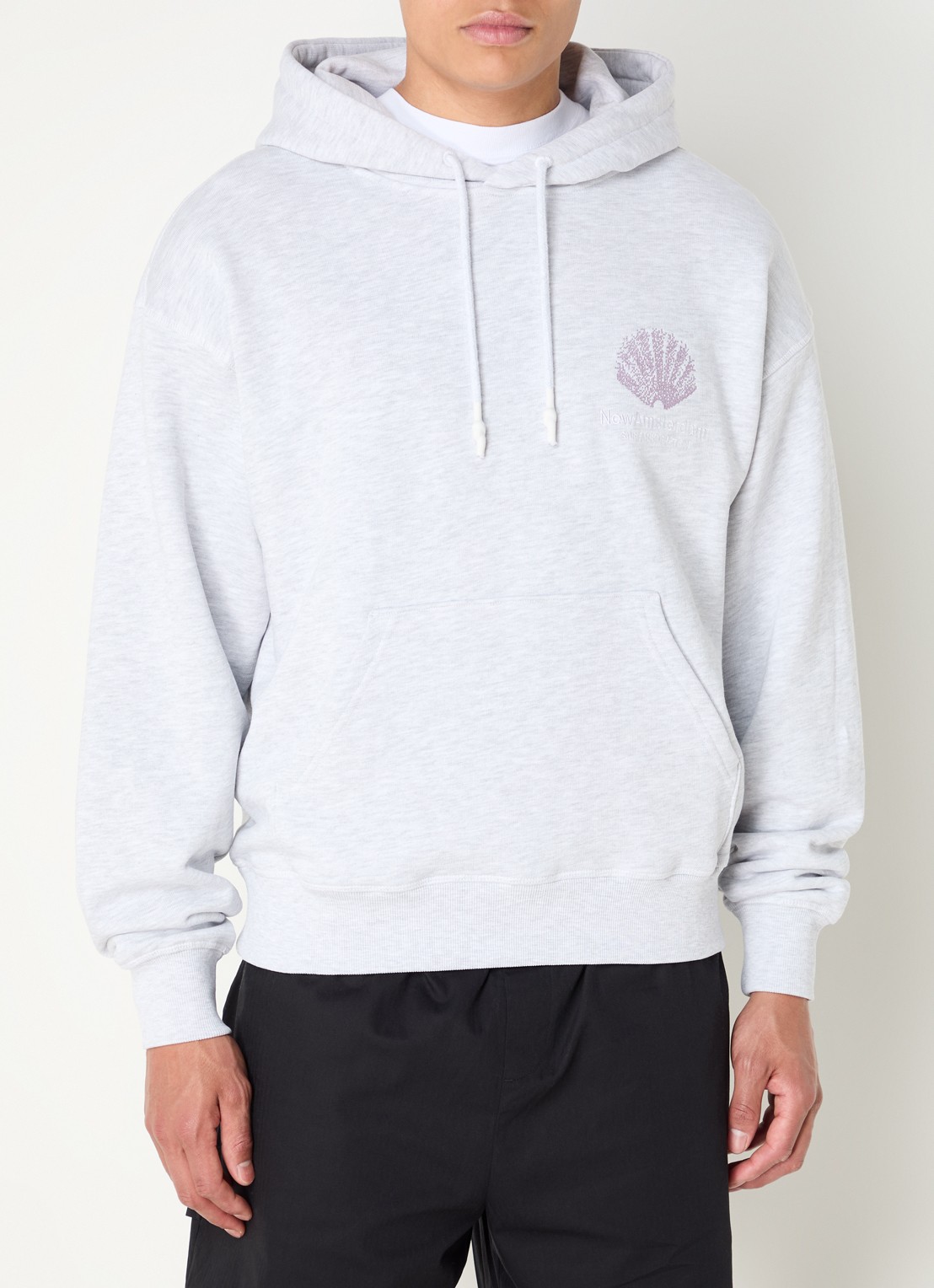 New Amsterdam Surf Association Sprayed hoodie met logo- en backprint - achterkant 3 grijs