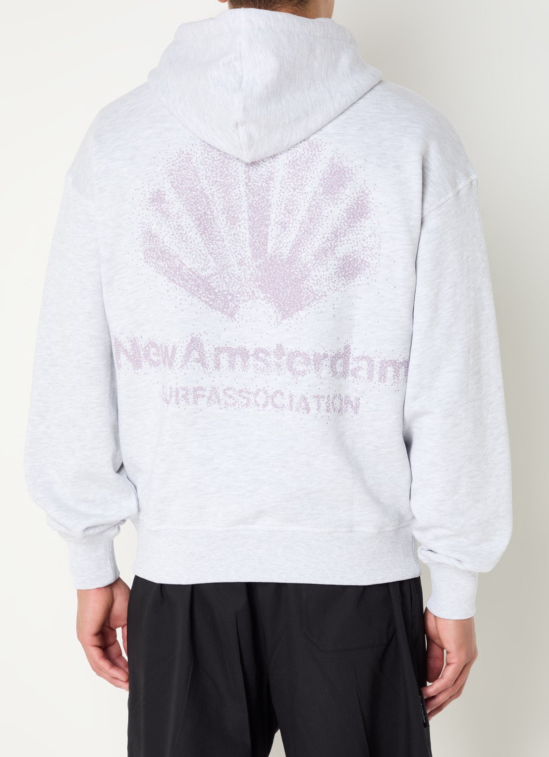 New Amsterdam Surf Association Sprayed hoodie met logo- en backprint - detail grijs