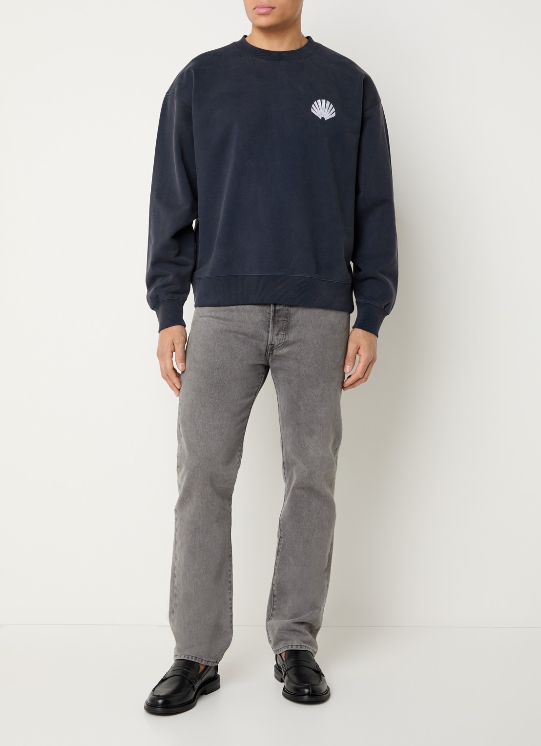 New Amsterdam Surf Association Sweater met logo- en backprint - voorkant 2 donkerblauw