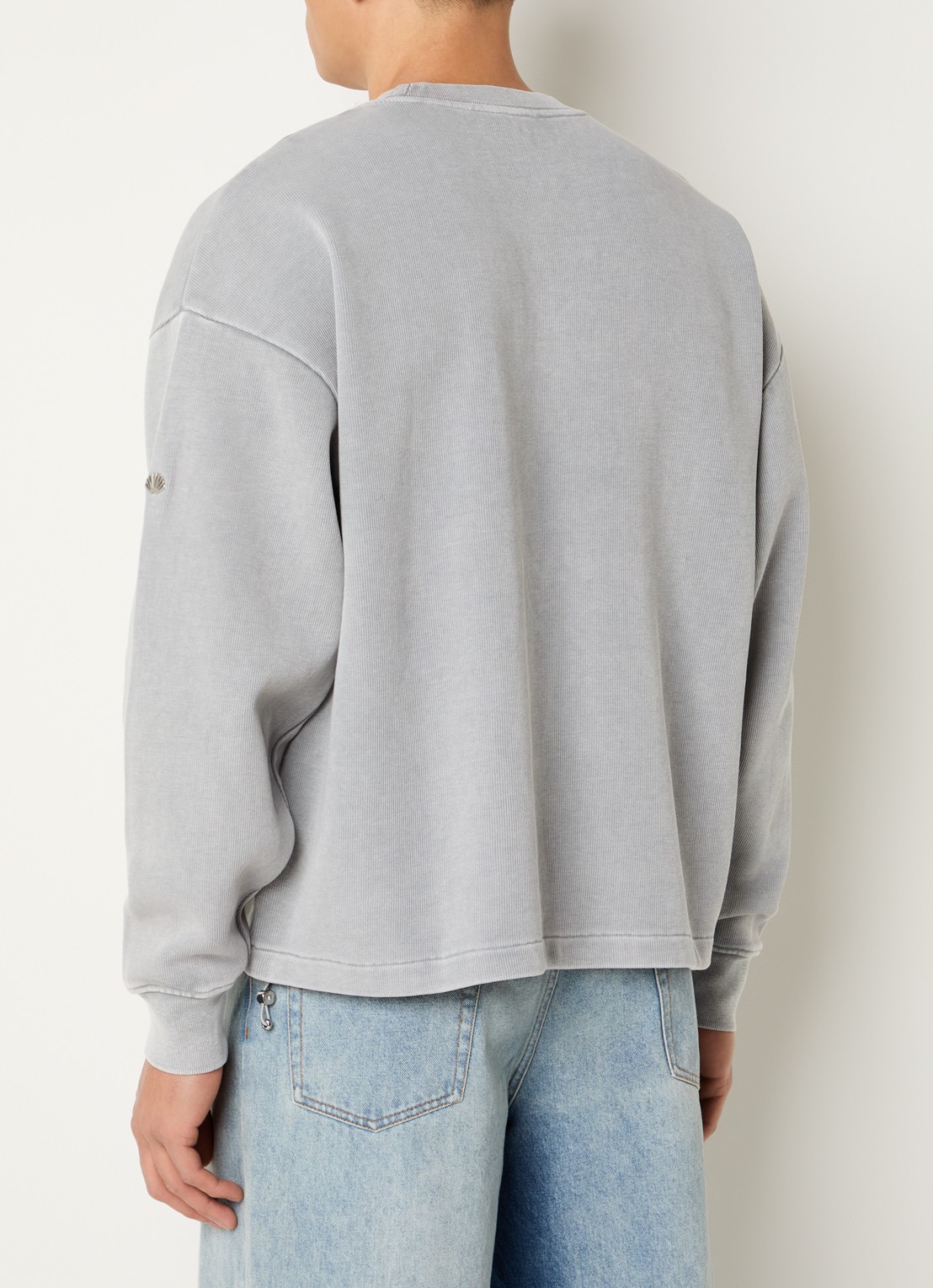 New Amsterdam Surf Association Sweater met logoborduring - achterkant lichtgrijs