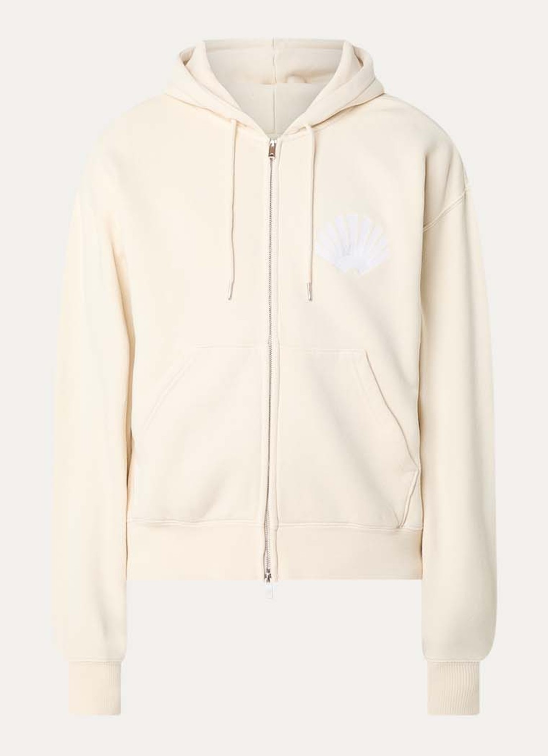 New Amsterdam Surf Association Sweatvest met logoborduring en capuchon - voorkant 3 gebroken wit
