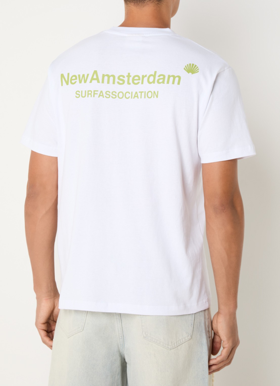 New Amsterdam Surf Association T-shirt met logo- en backprint - detail 3 wit