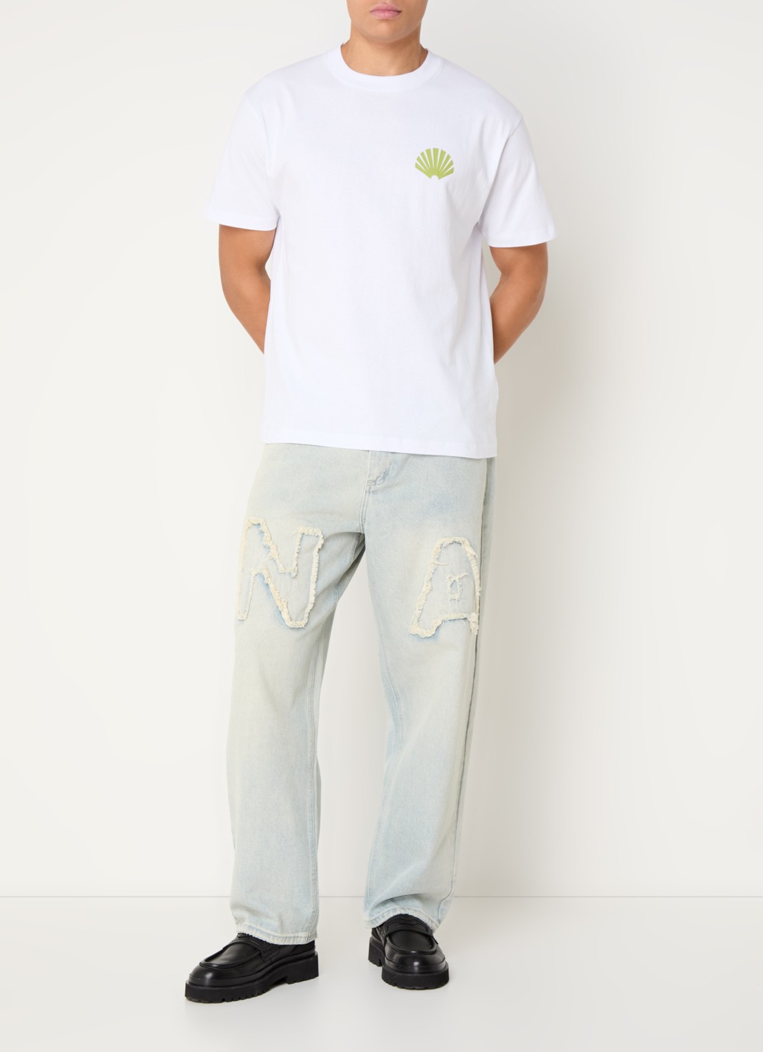 New Amsterdam Surf Association T-shirt met logo- en backprint - voorkant 2 wit