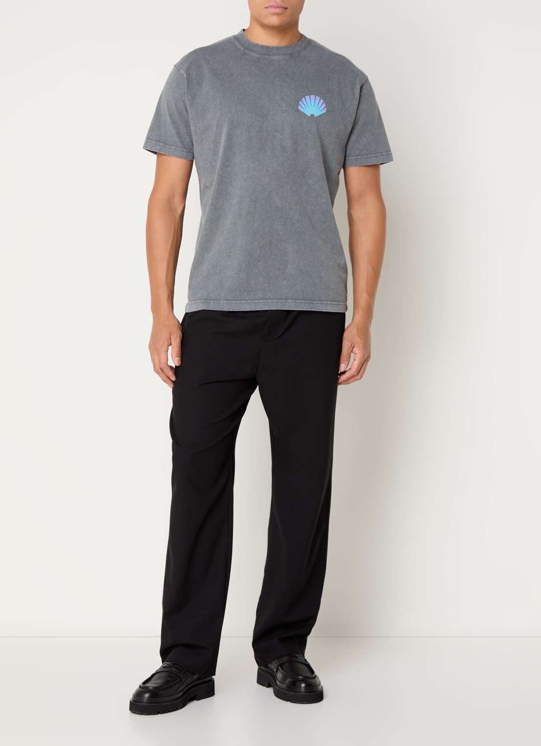 New Amsterdam Surf Association T-shirt met logo- en backprint - voorkant 3 middengrijs