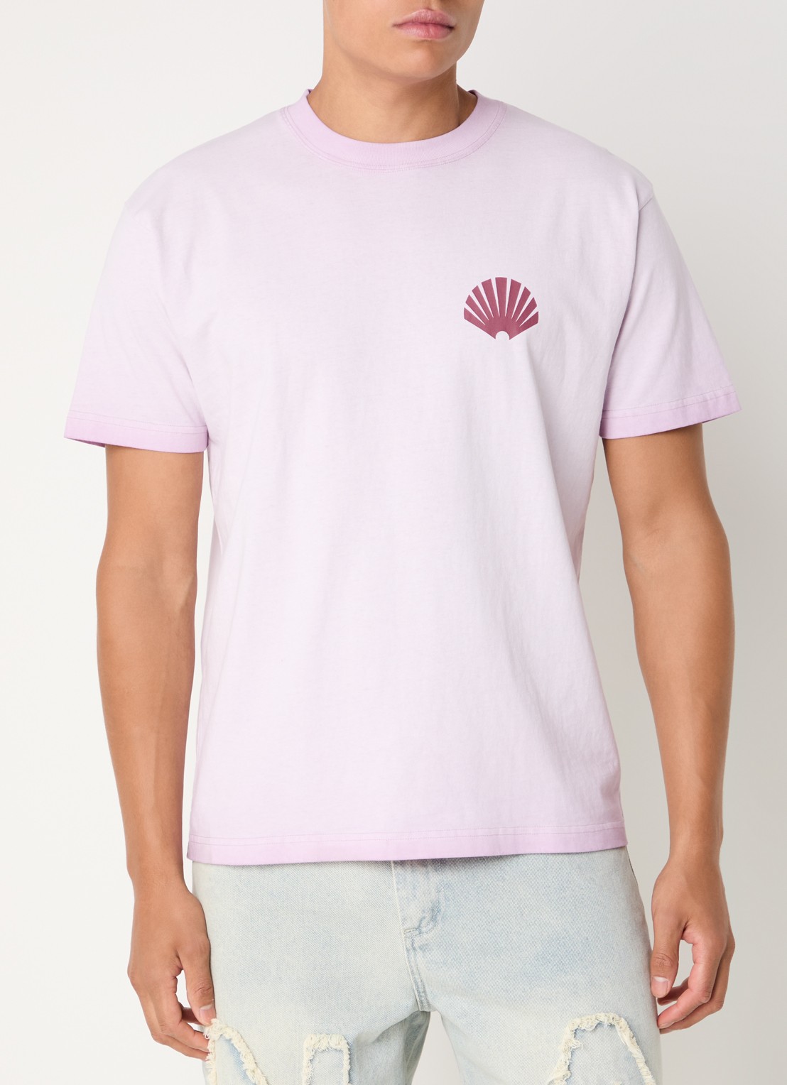 New Amsterdam Surf Association T-shirt met logo- en backprint - achterkant lichtpaars