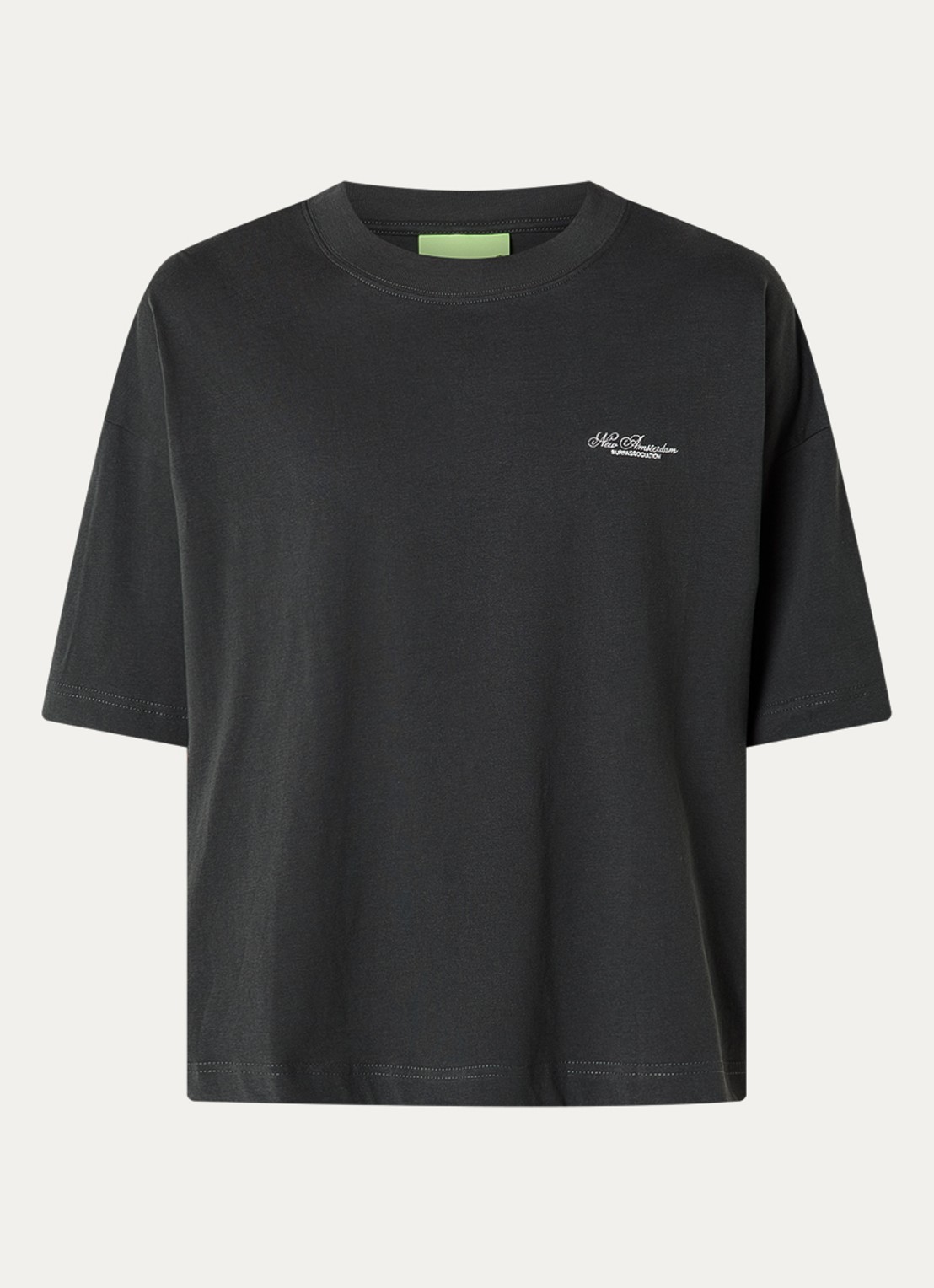 New Amsterdam Surf Association T-shirt met logo- en backprint - voorkant antraciet