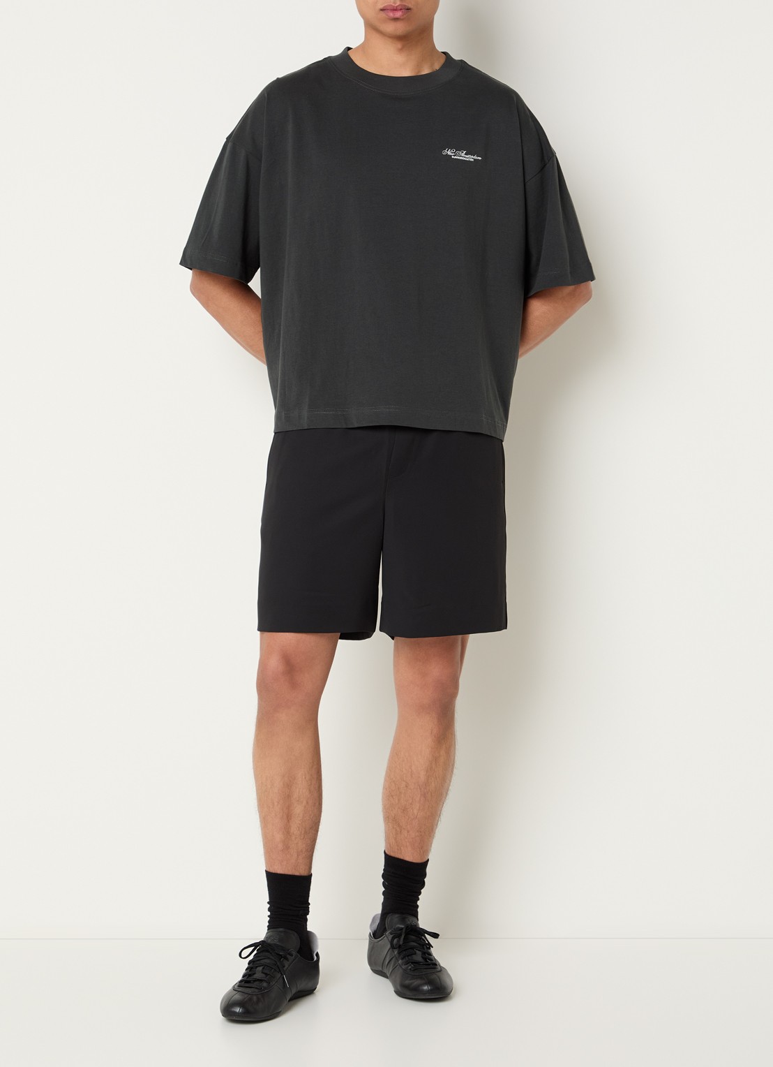 New Amsterdam Surf Association T-shirt met logo- en backprint - voorkant 2 antraciet