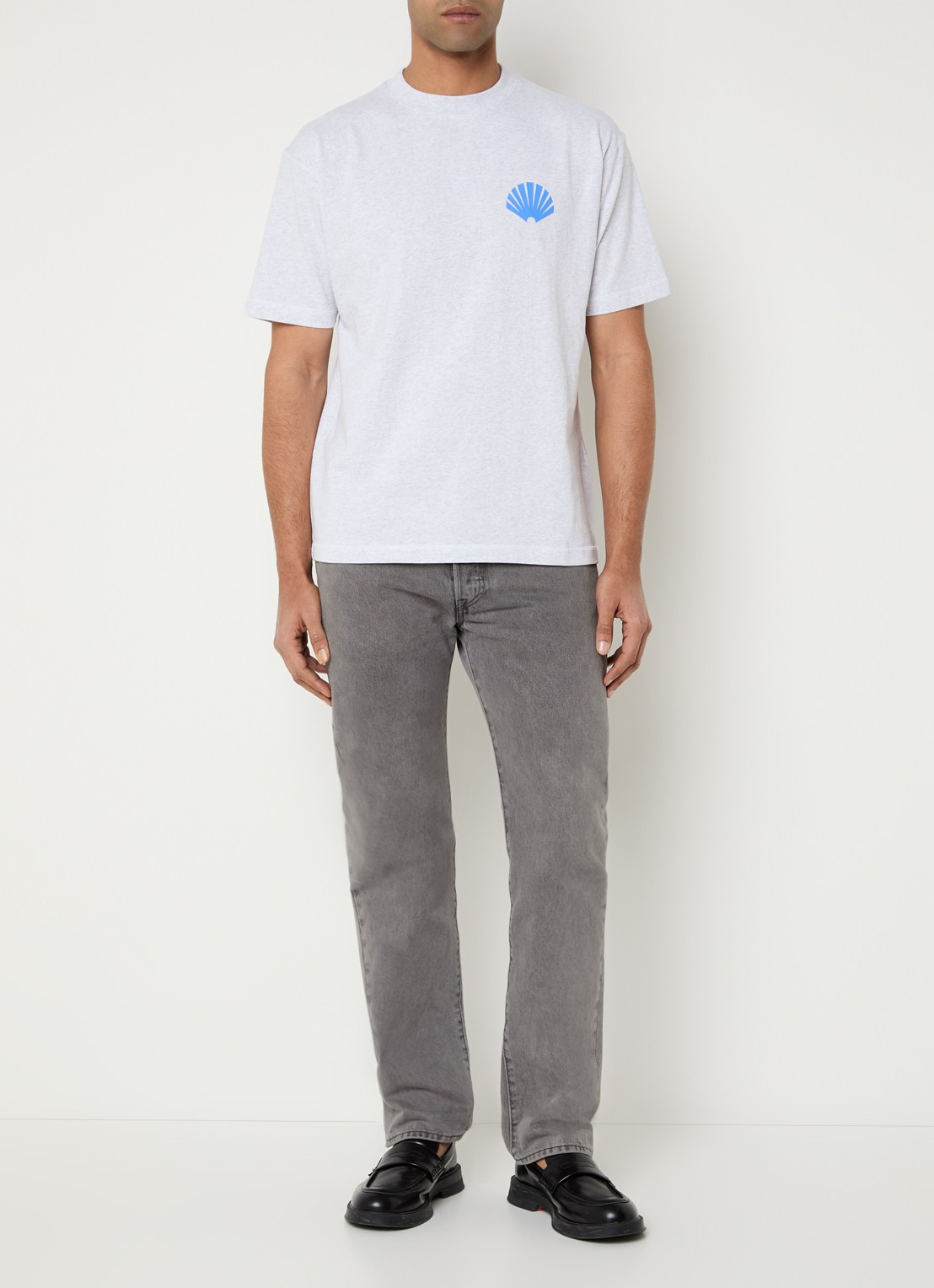 New Amsterdam Surf Association T-shirt met logo- en backprint - voorkant 3 grijsmele
