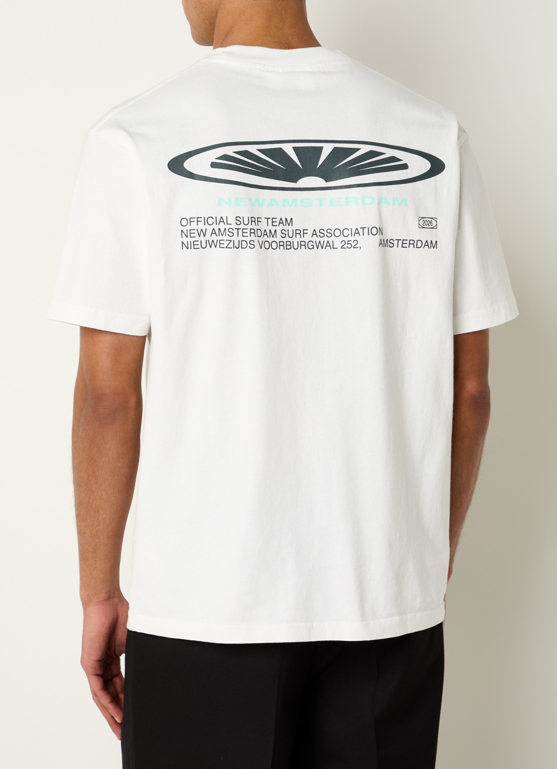 New Amsterdam Surf Association T-shirt met logo- en backprint - detail 3 wit