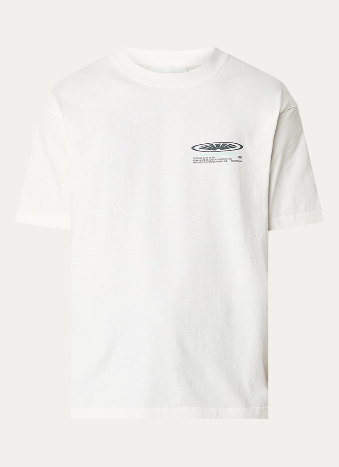 New Amsterdam Surf Association T-shirt met logo- en backprint - voorkant wit