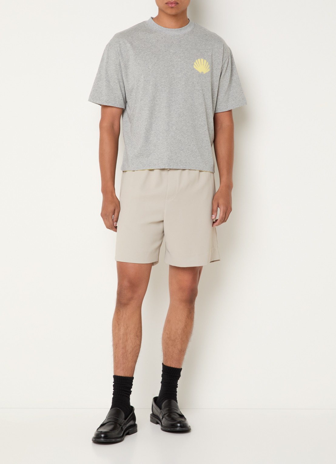 New Amsterdam Surf Association T-shirt met logo- en backprint - voorkant 2 grijsmele