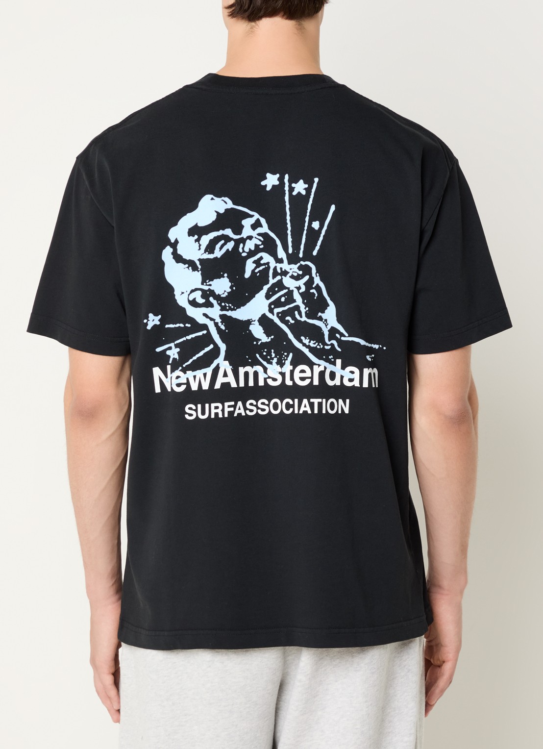 New Amsterdam Surf Association T-shirt met logo- en backprint - detail 3 zwart