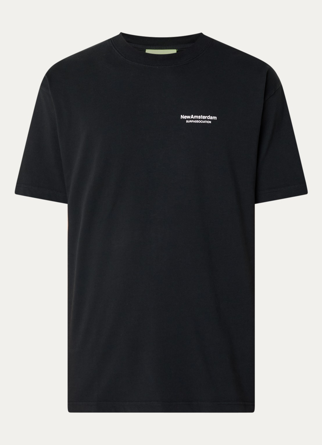 New Amsterdam Surf Association T-shirt met logo- en backprint - voorkant zwart