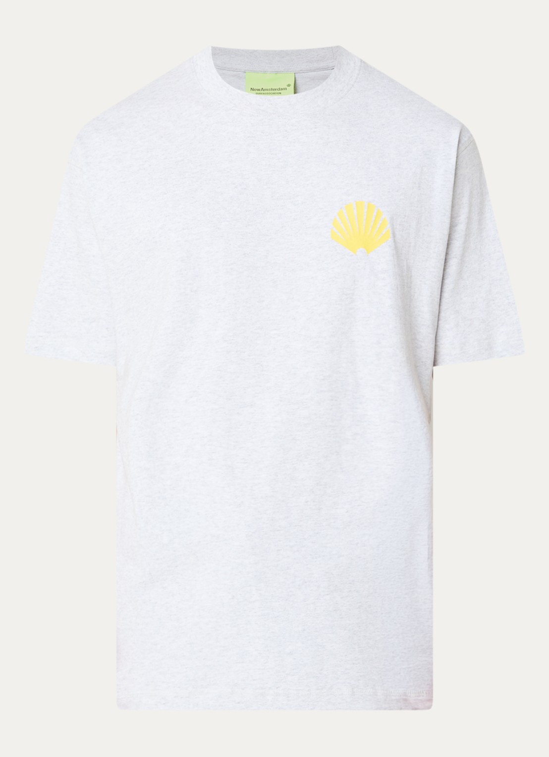 New Amsterdam Surf Association T-shirt met logo- en backprint - voorkant geel
