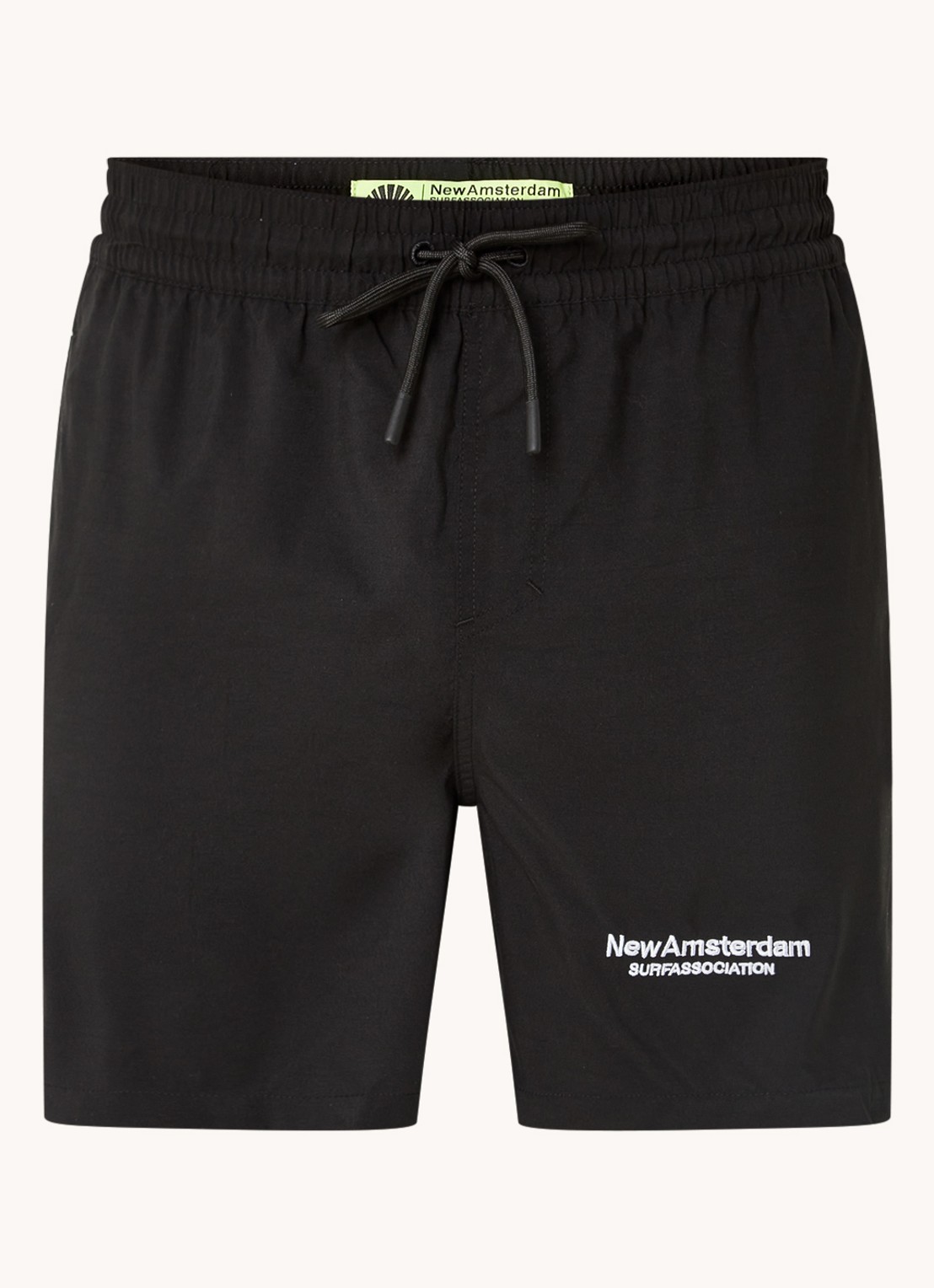 New Amsterdam Surf Association Team straight fit korte broek met logoborduring - voorkant 3 zwart