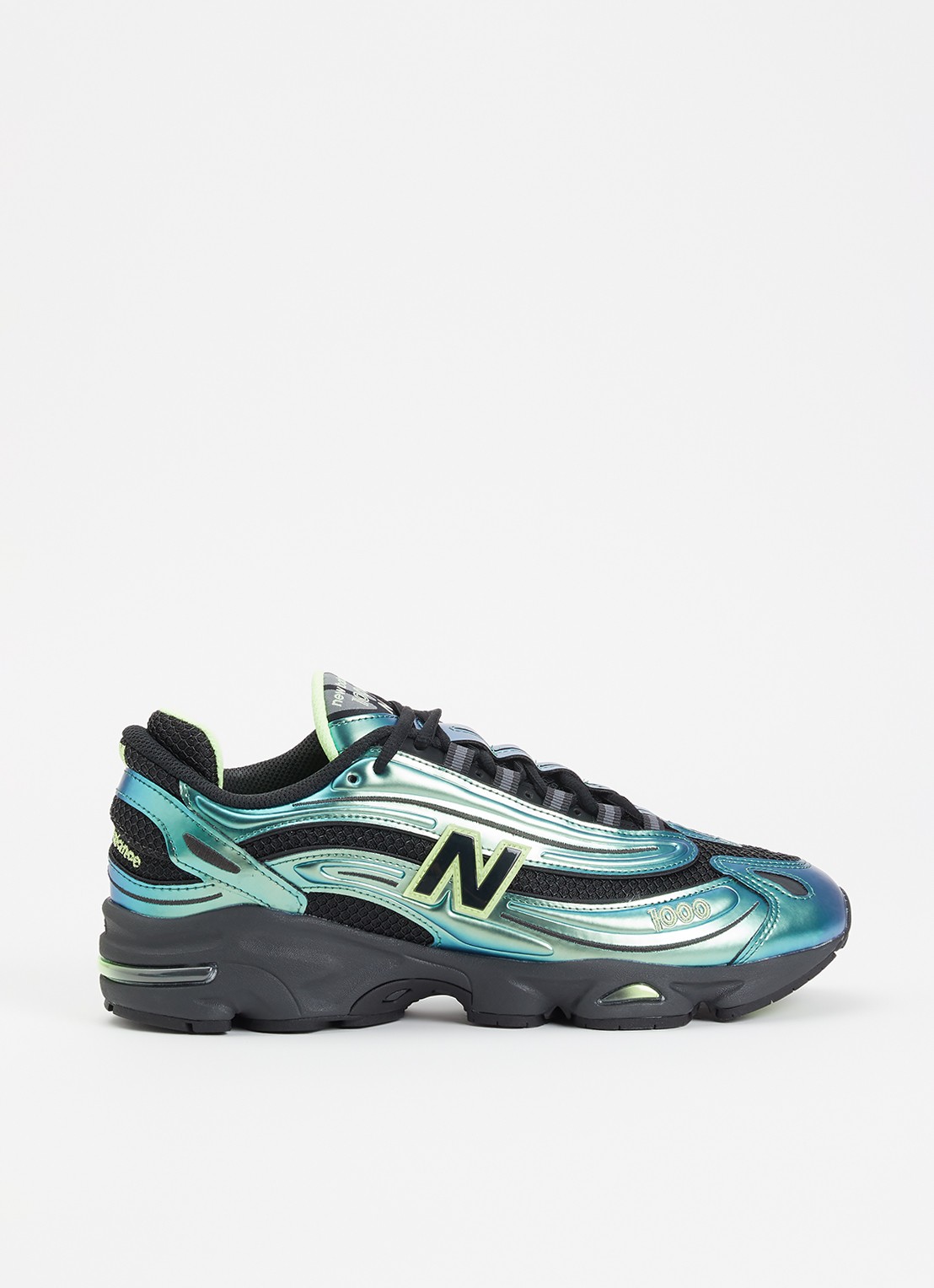 New Balance 1000 sneaker van mesh met metallic details - voorkant 4 zeegroen