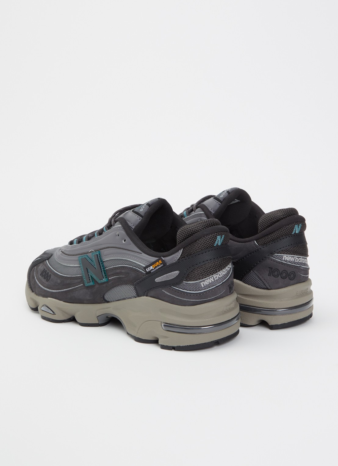 New Balance 1000 sneaker van mesh met suède details - achterkant antraciet
