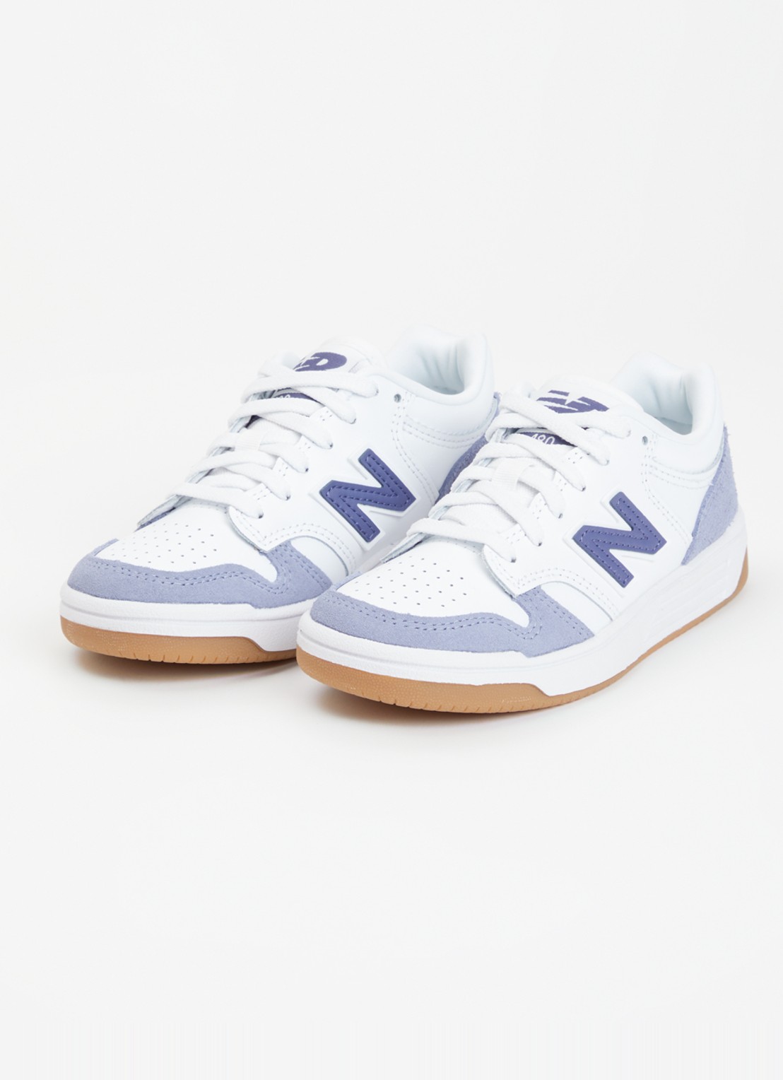 New Balance 480 sneaker van leer met suède details - voorkant 2 wit