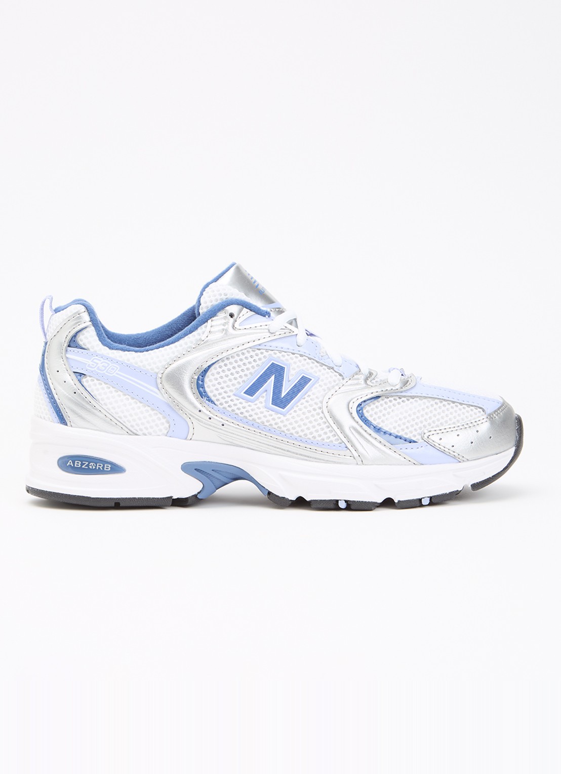 New Balance 530 sneaker van mesh met metallic details - voorkant blauw