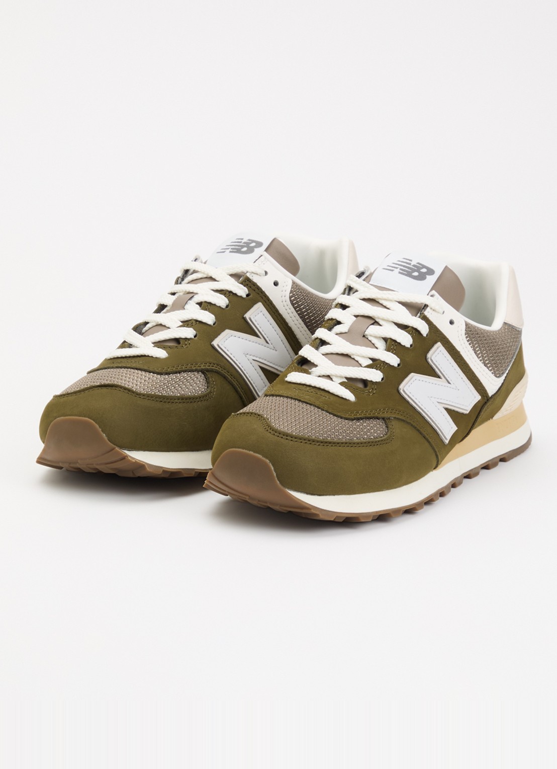 New Balance 574 sneaker met mesh details - detail mosgroen
