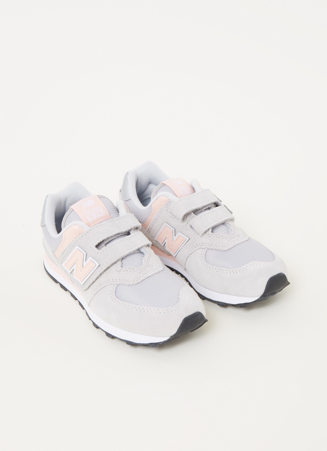New Balance 574 sneaker met suède details - voorkant 2 lichtgrijs
