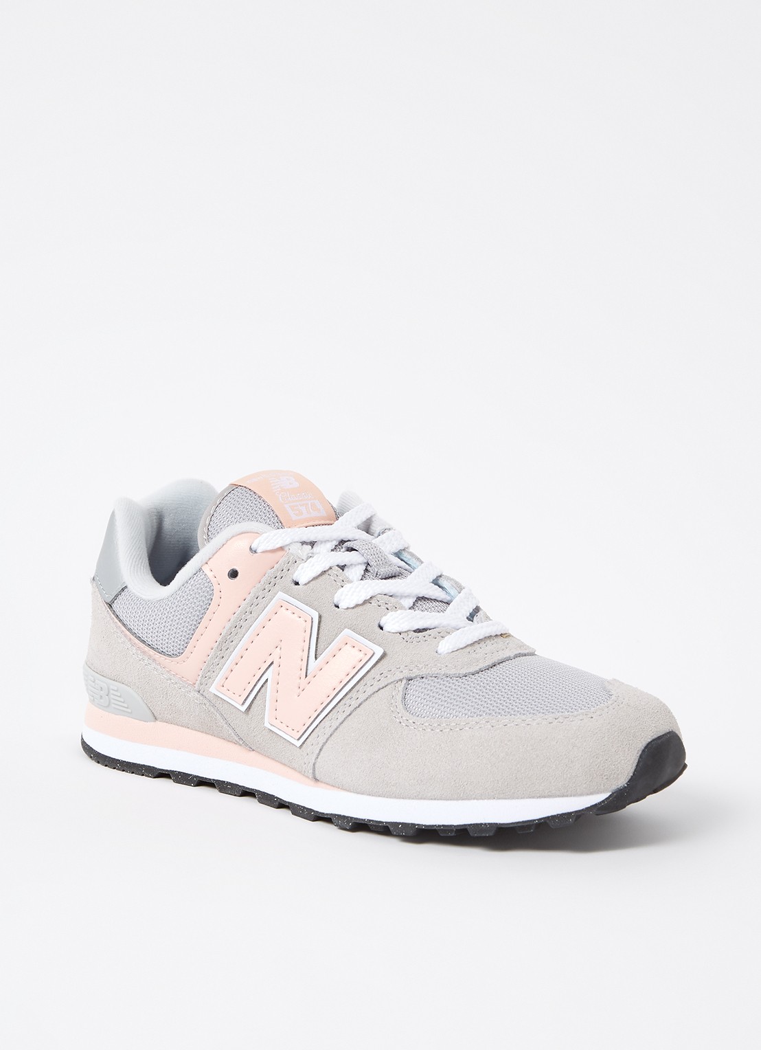 New Balance 574 sneaker met suède details - voorkant 3 lichtgrijs