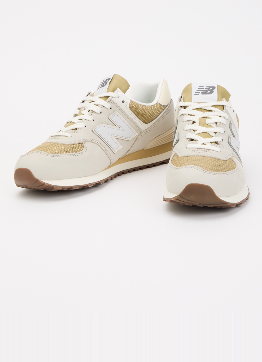 New Balance 574 sneaker van leer met logo - detail beige