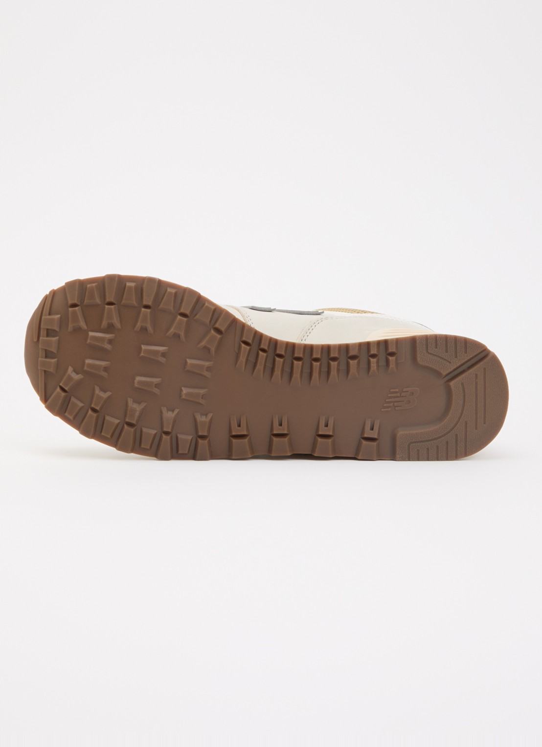 New Balance 574 sneaker van leer met logo - detail 3 beige