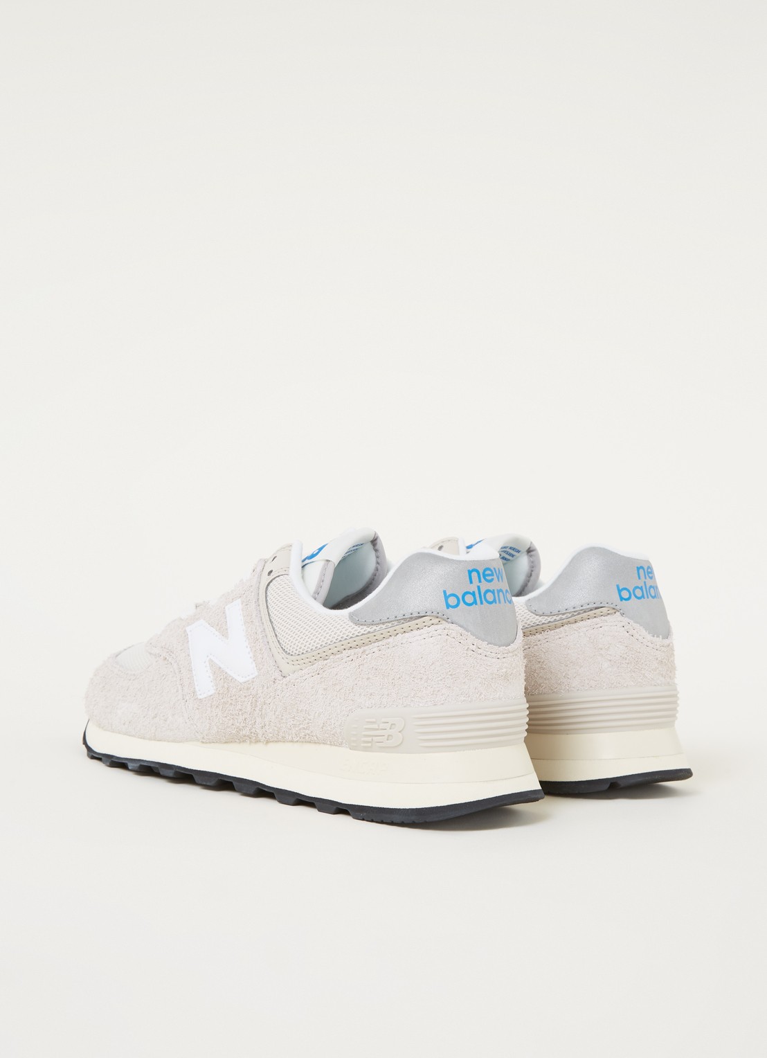 New Balance 574 sneaker van suède met leren details - detail 3 creme