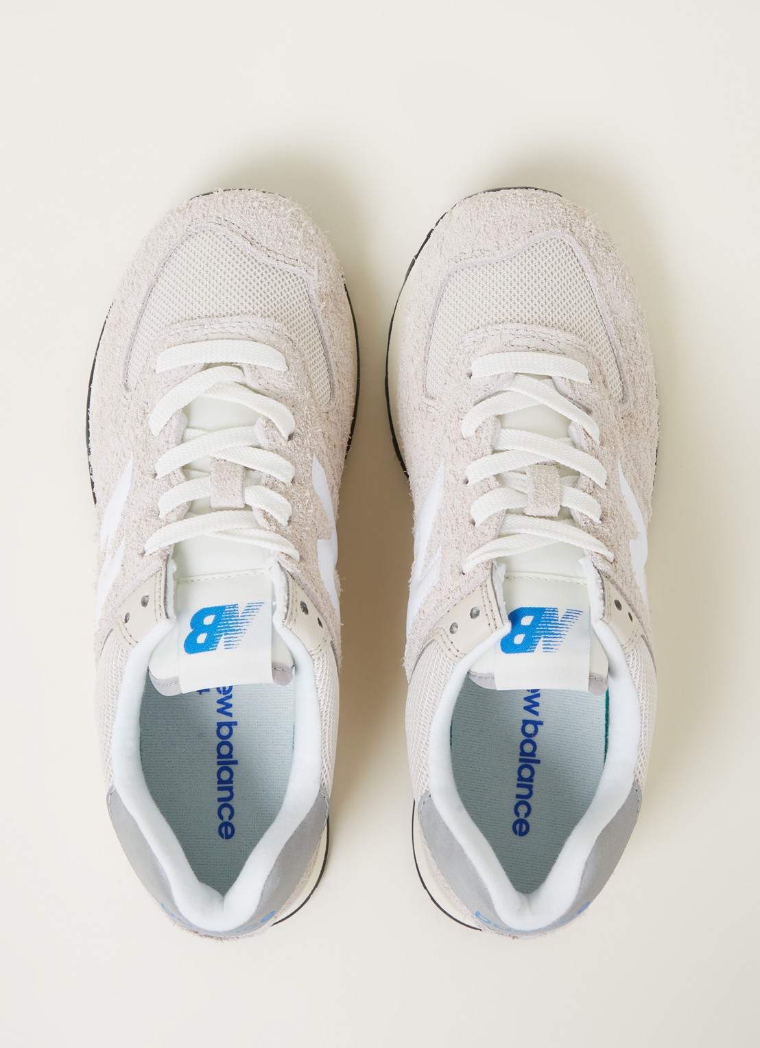 New Balance 574 sneaker van suède met leren details - detail 4 creme