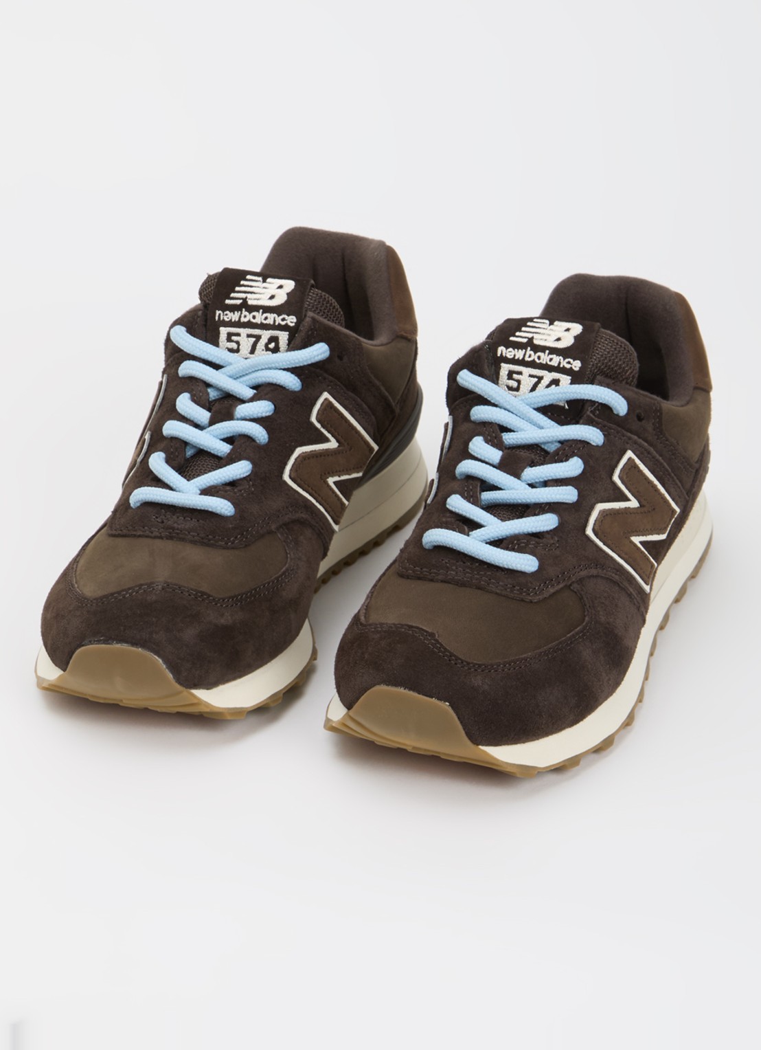 New Balance 574 sneaker van suède met logo - detail 4 donkerbruin