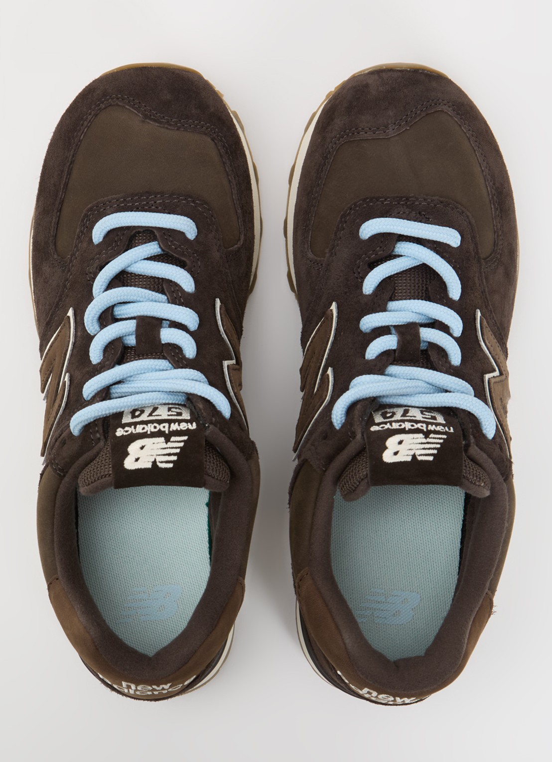 New Balance 574 sneaker van suède met logo - detail 5 donkerbruin